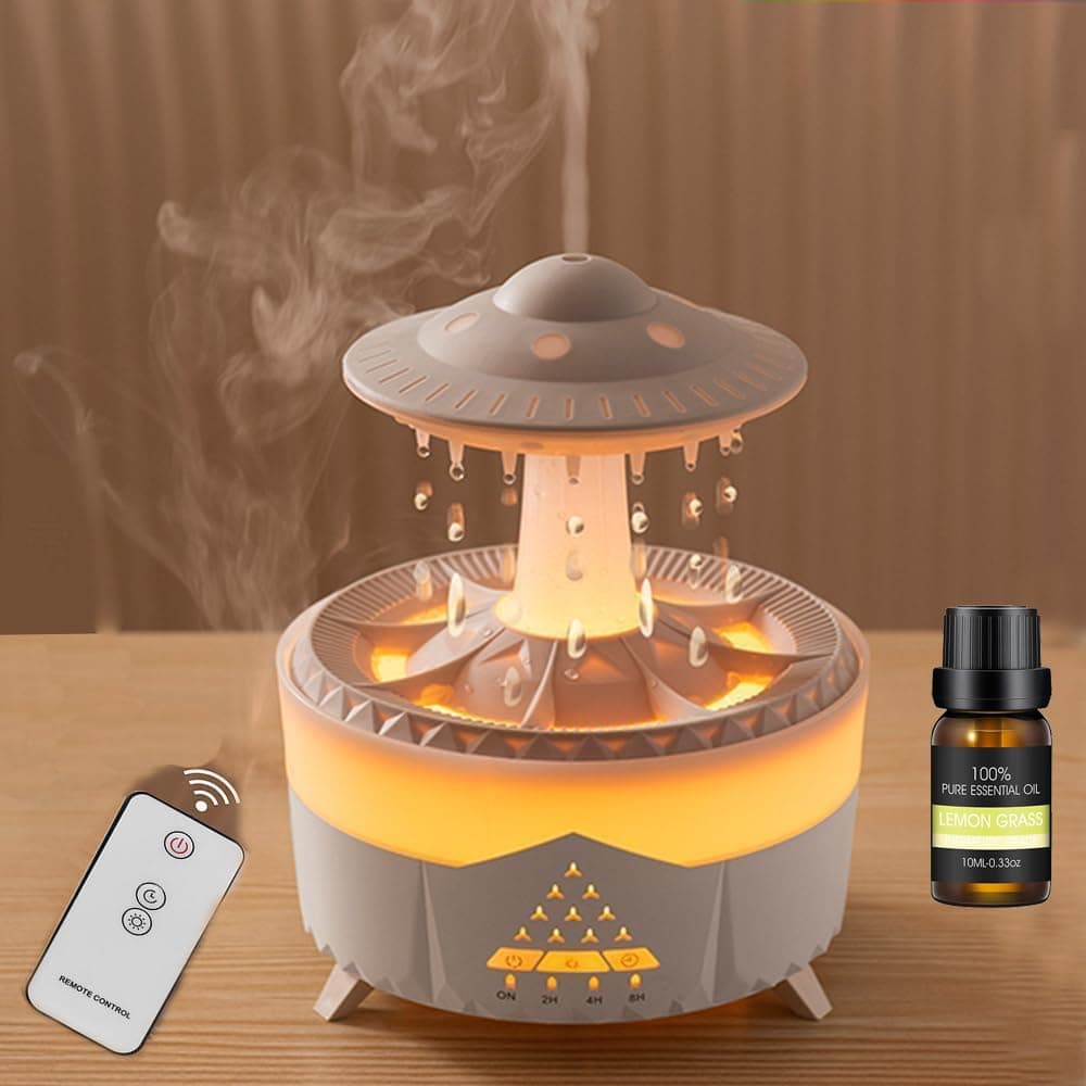 Mushroom Rain Cloud Aroma Diffuser Humidifier with Remote Control