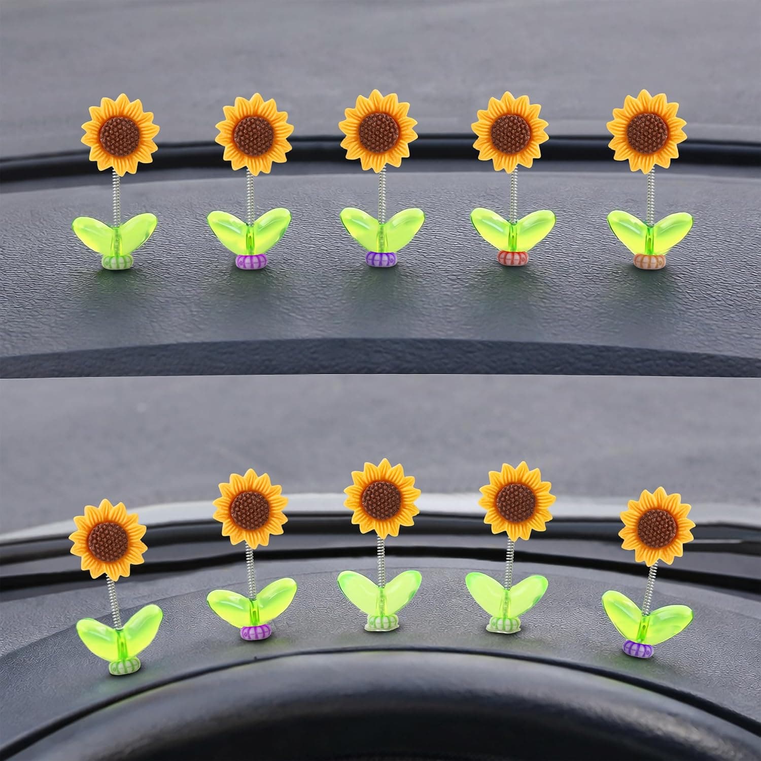 Sunflower Car Dashboard Bobblehead Ornaments Set of 10