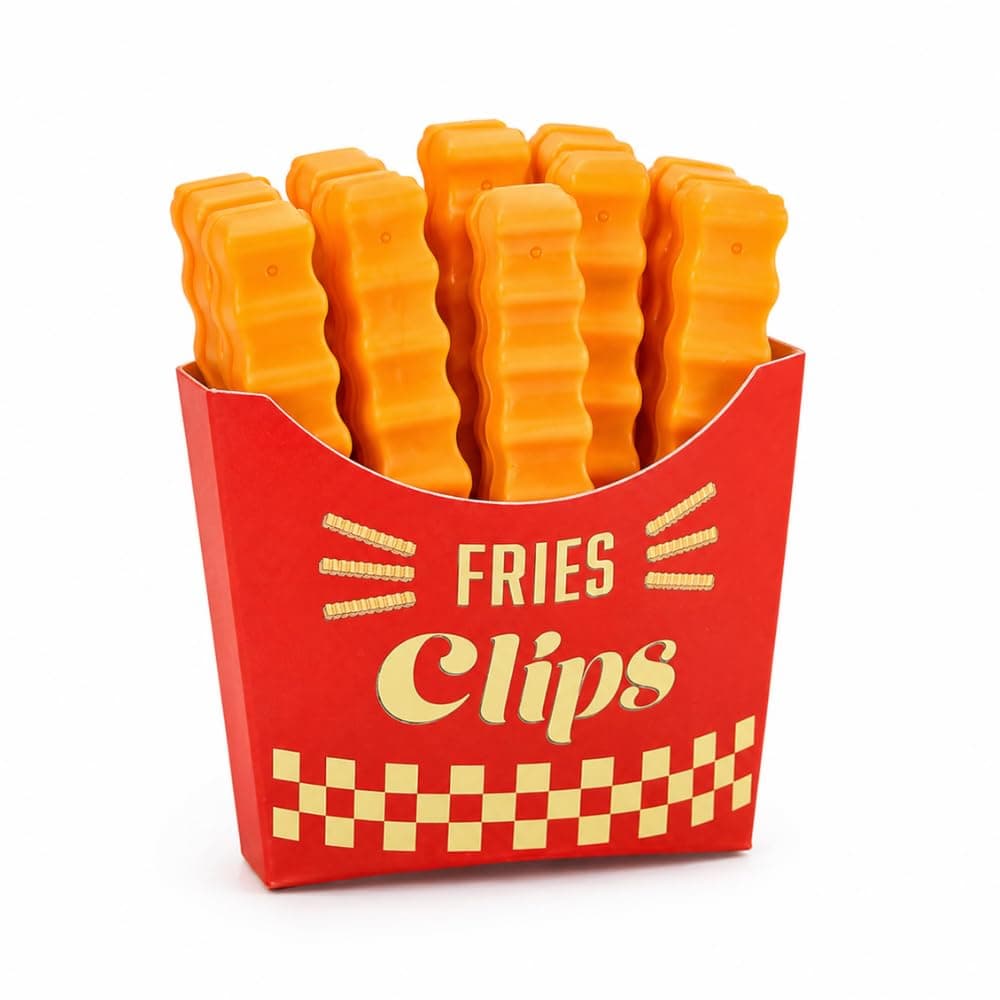 Fries-Shaped Magnetic Packet Sealing Clips, Pack of 12