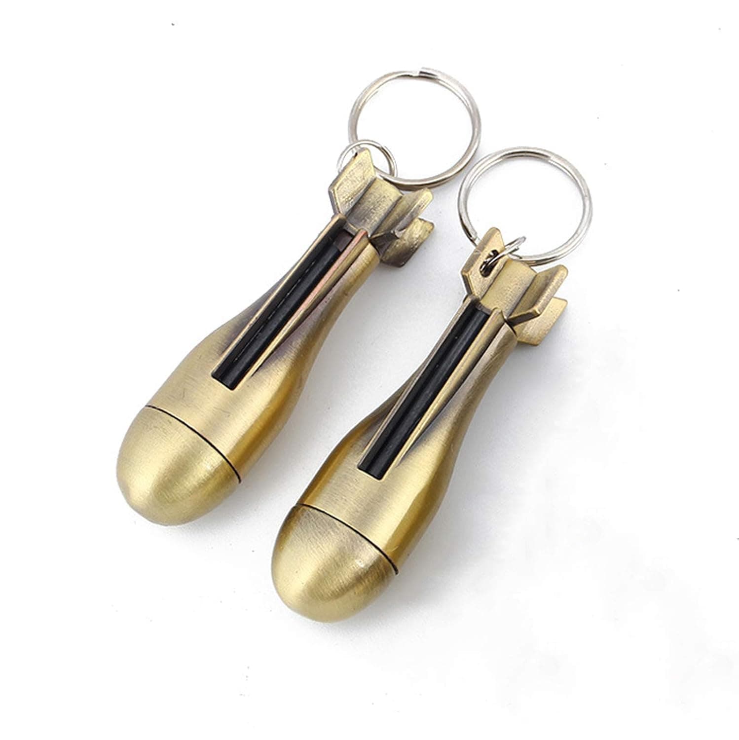 Bullet-Shaped Permanent Match Lighter Keychain, Flint Metal Fire Starter
