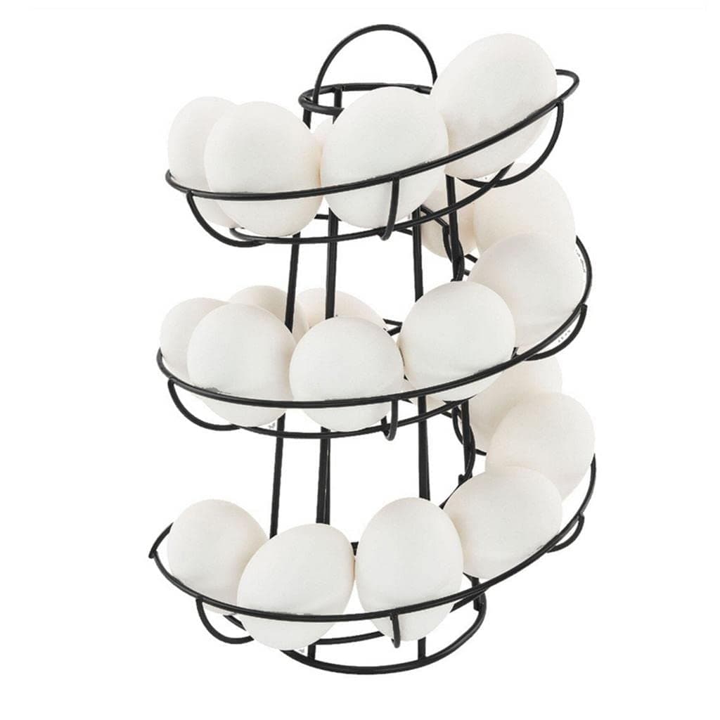 Spiral Egg Storage Roller Rack, Iron Countertop Holder for 24 Eggs
