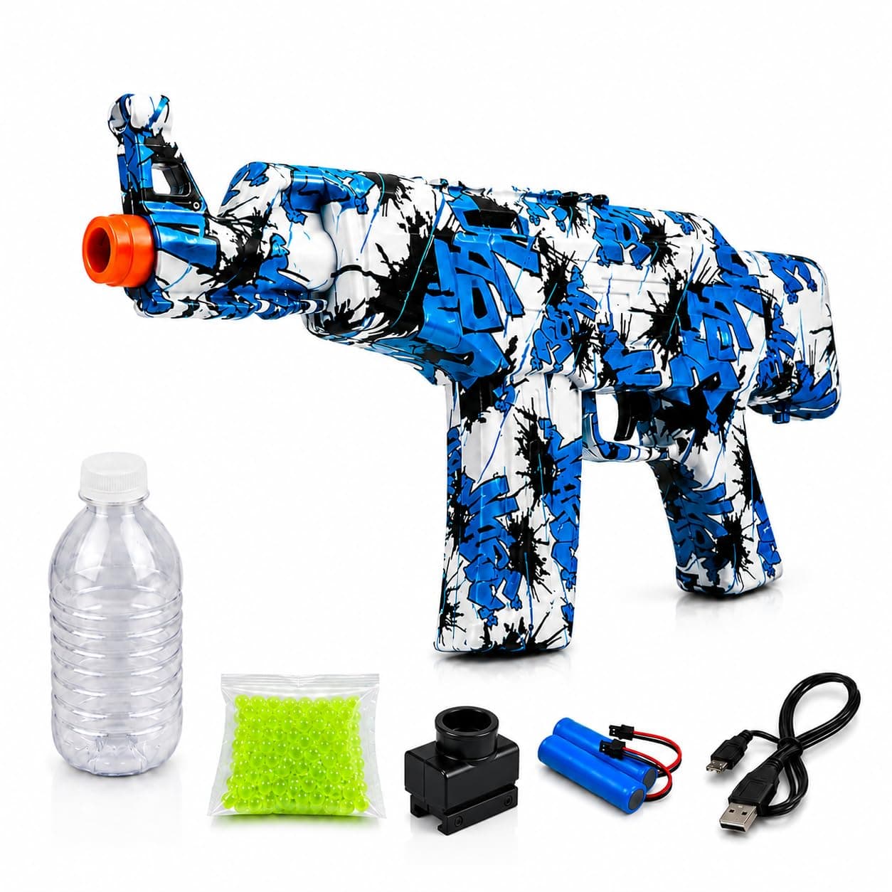Automatic Gel Ball Blaster Toy Gun for Kids, Rechargeable Blue Rifle