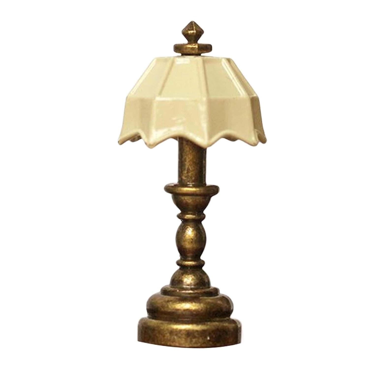 1:12 Dollhouse Mini Table Lamp, Umbrella Shade Metal Furniture Decor