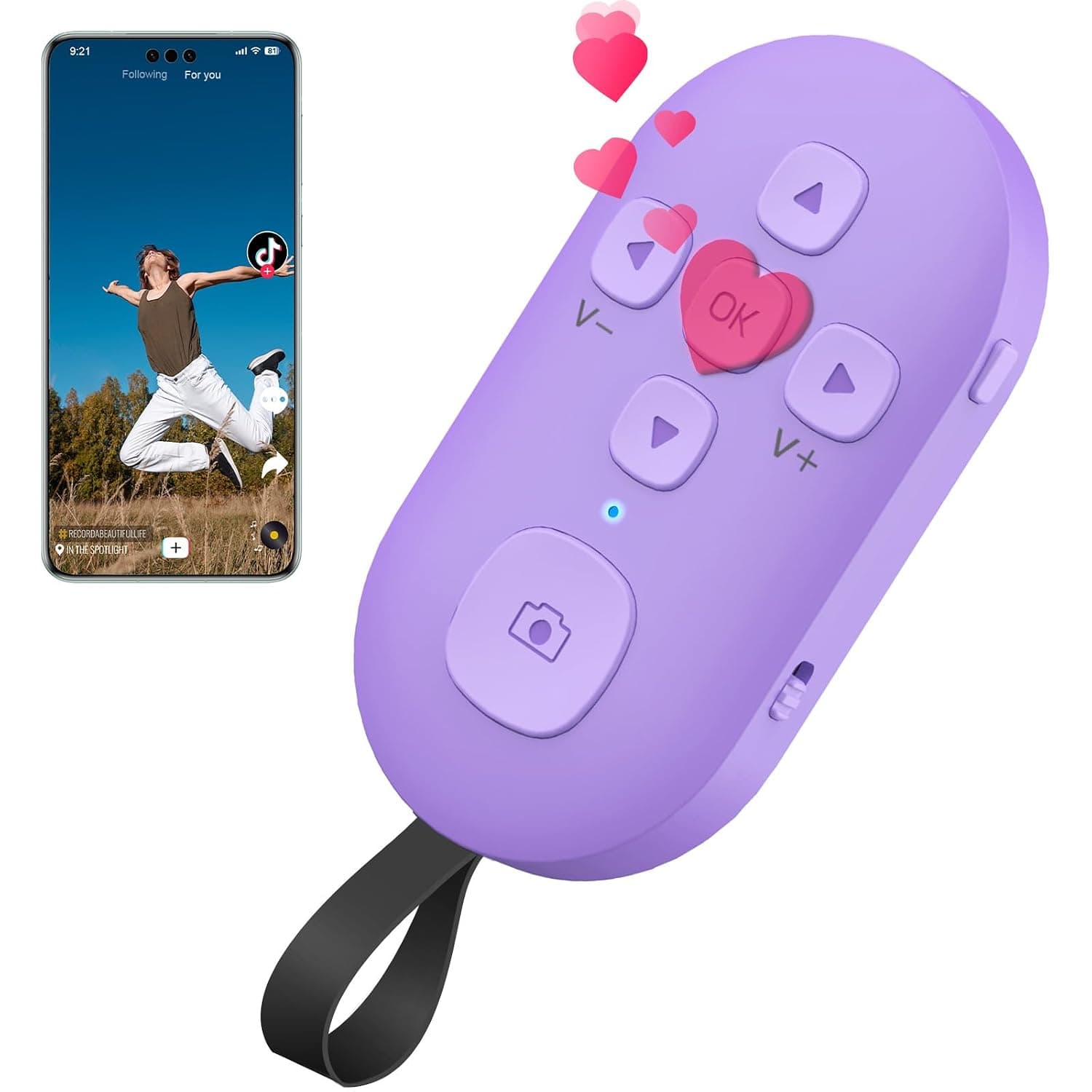 Bluetooth Ring Scroll Remote for Phone, TikTok Scrolling and Camera Shutter Controller