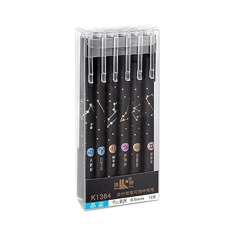 Erasable Constellation Zodiac Gel Pen Set, 0.5 mm Blue Ink Pack of 6