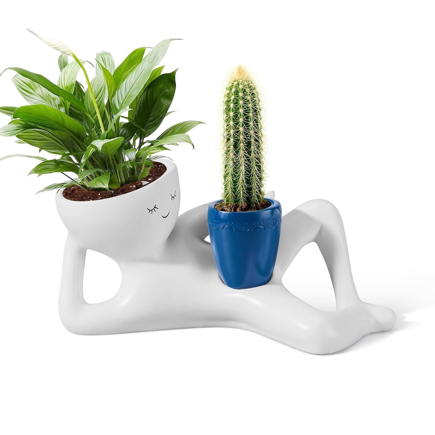 Sleeping Figure Resin Planter Pot with Small Side Pot Holder