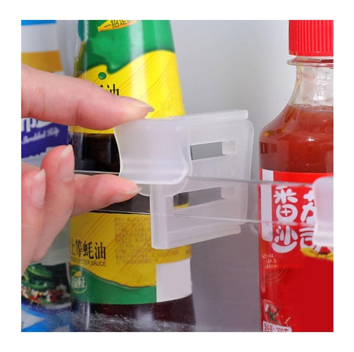 Adjustable Fridge Storage Divider Clips, Pack of 5 Transparent Shelf Organisers