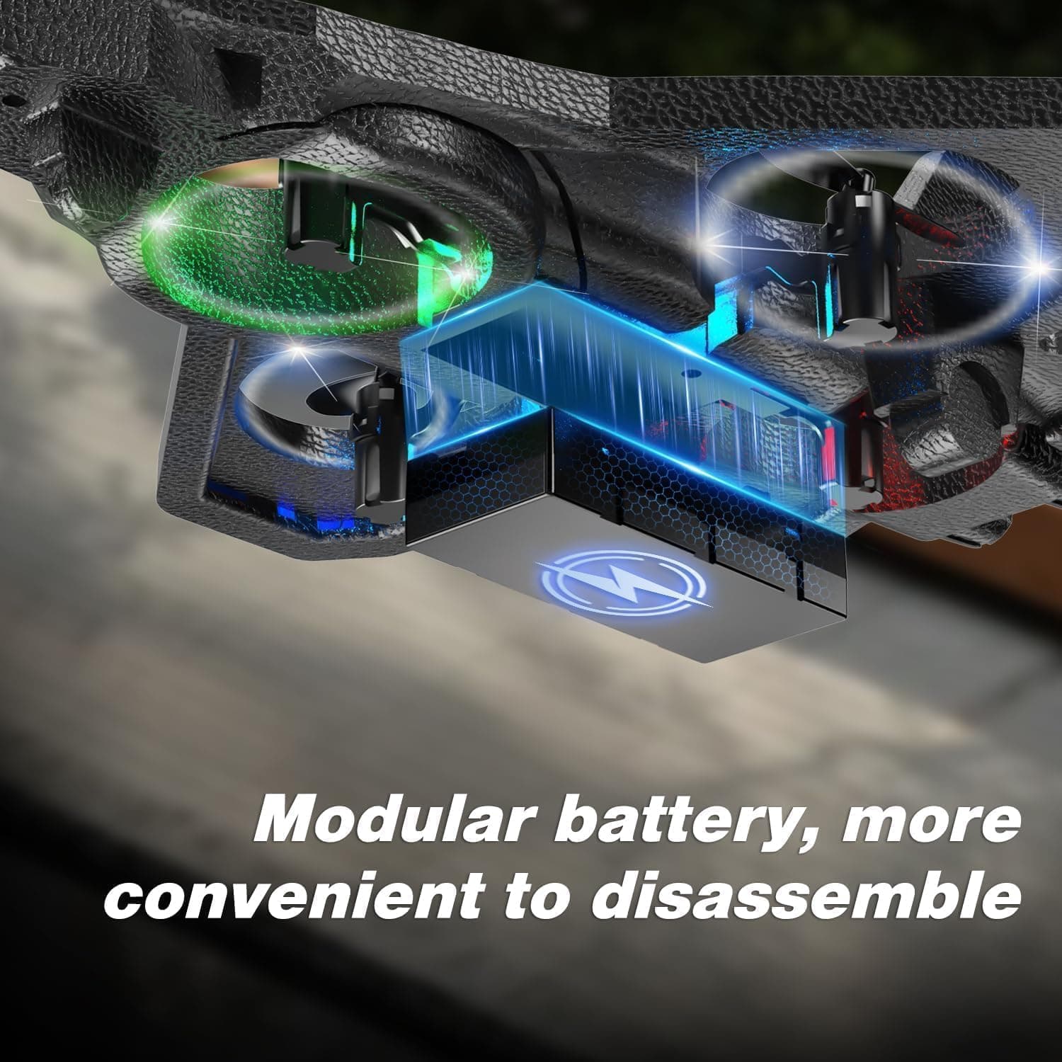 RC Fighter Jet Drone with 4 Propellers, 360° Stunt Flight and LED Lights