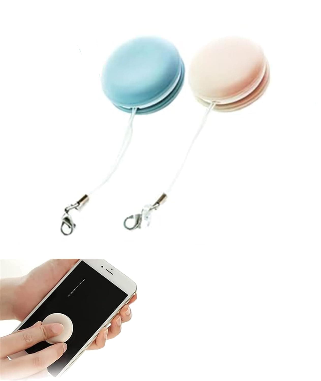 Macaron Mini Screen Cleaner Keychain, 2 Pc Dual-Sided Phone and Lens Cleaning Tool