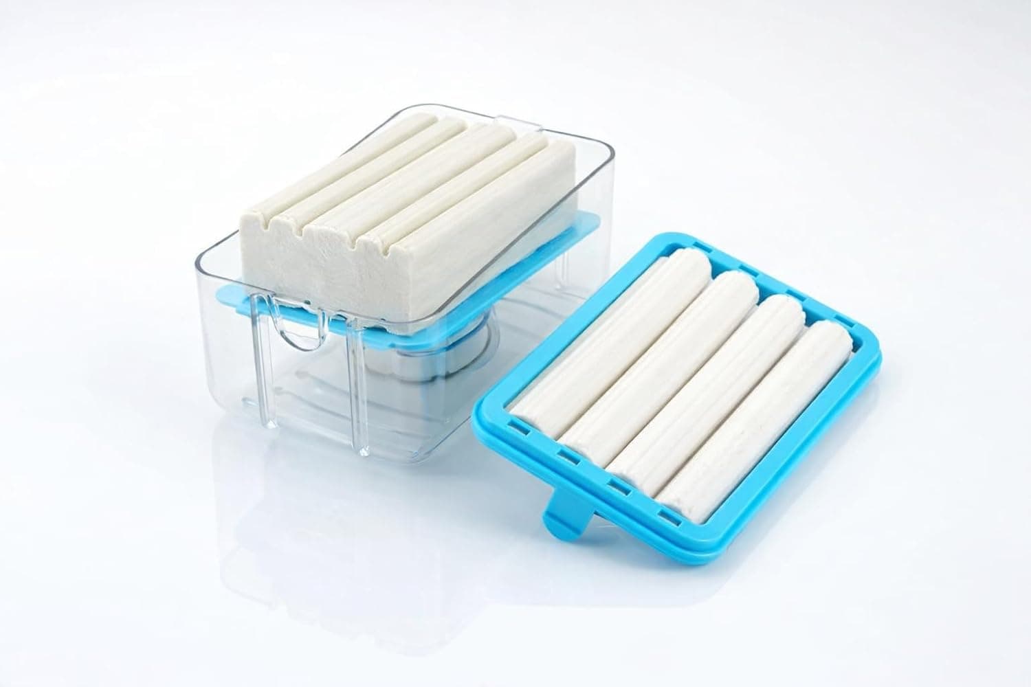 Rolling Soap Box Dispenser with 4 Rubber Rollers, Portable Laundry Bar Soap Holder