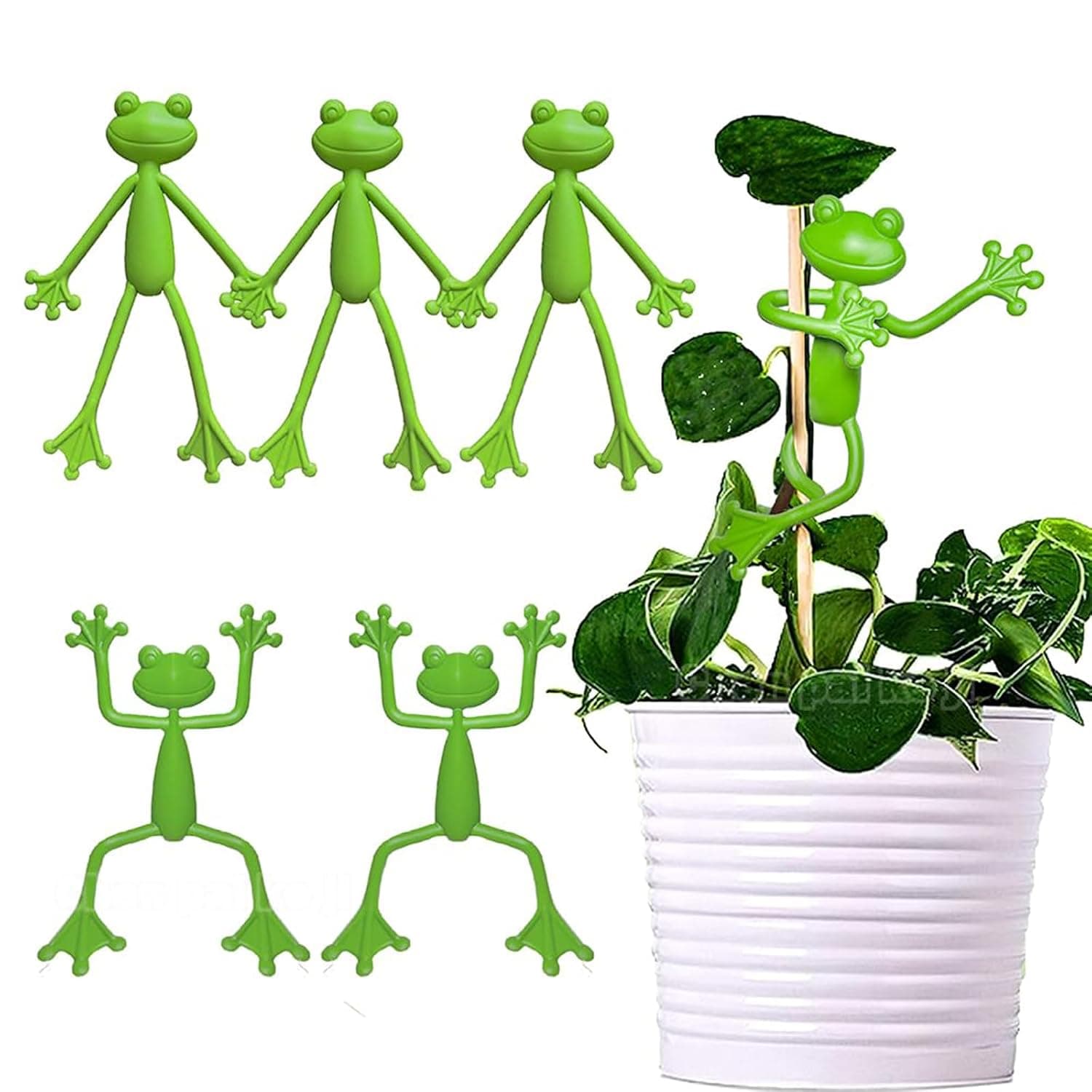 Frog Plant Stem Holder Clips, Pack of 5 Bendable Pot Hugger Supports