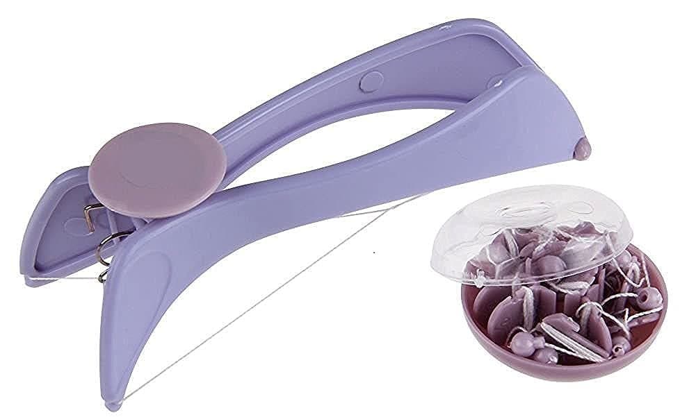 Facial Hair Threading Tool with 10 Replacement Threads, Purple and Grey