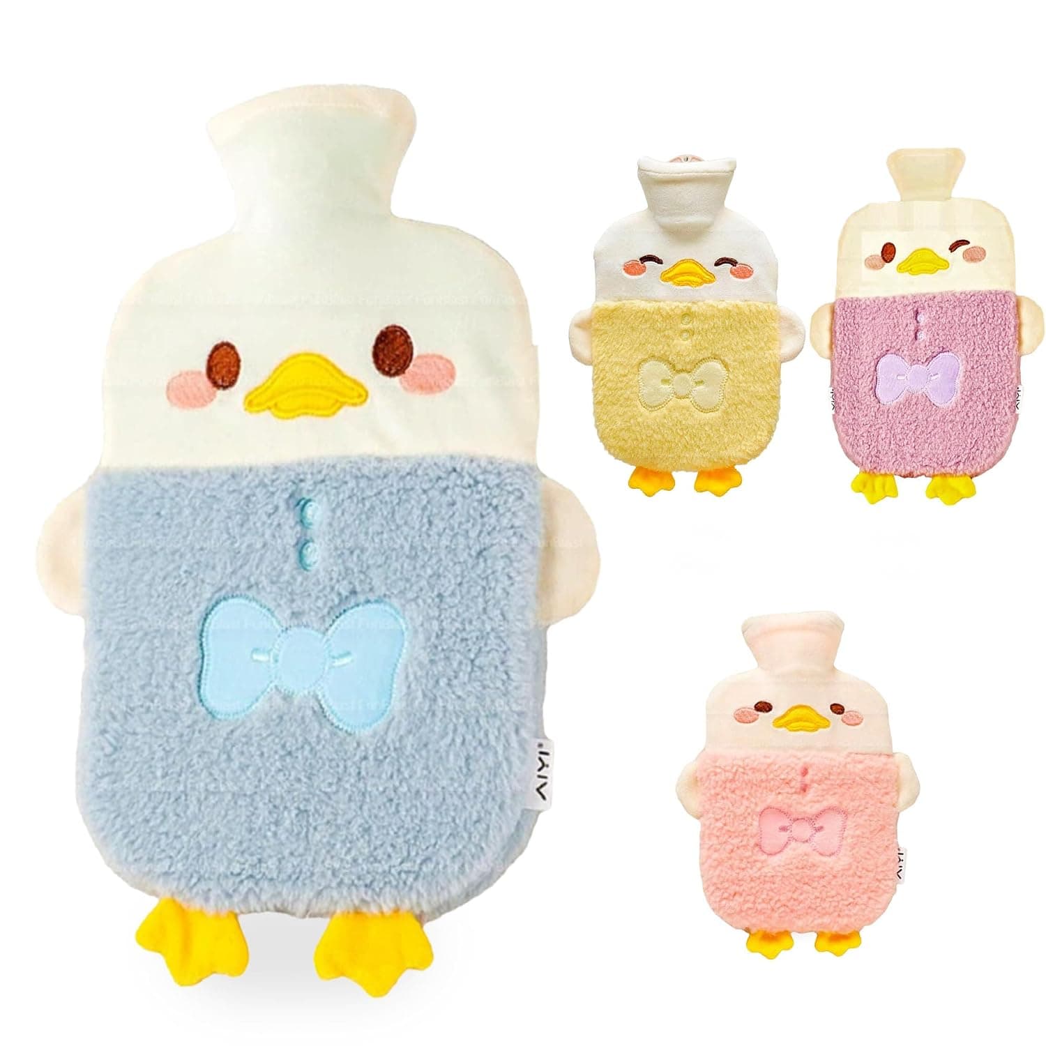 Plush Cover Hot Water Bag, 1000ml Rubber Heating Bottle for Pain Relief