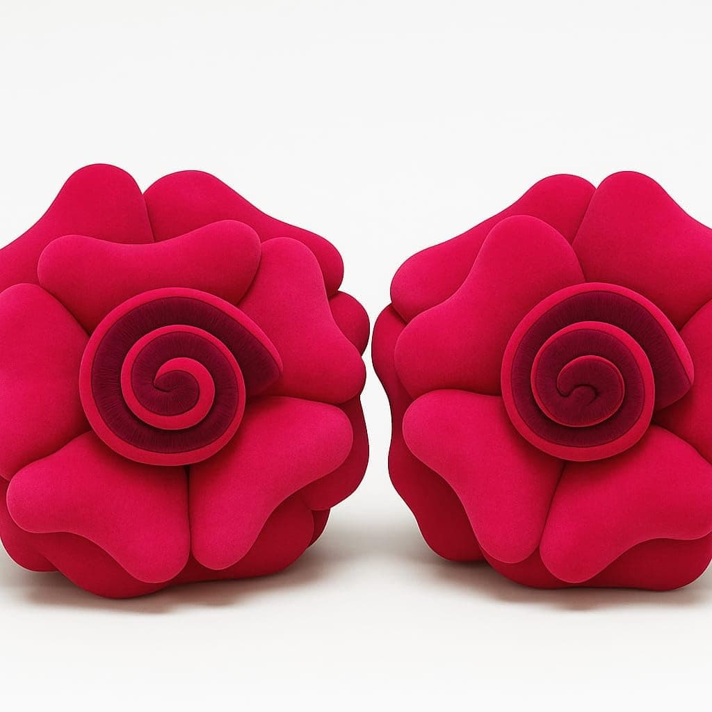 Velvet Rose Flower Shaped Cushion Set of 2, 14 x 14 Inch
