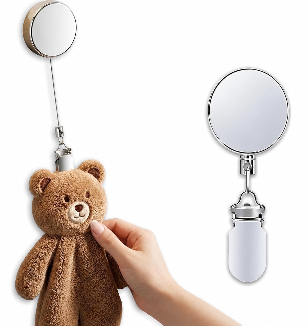 Automatic Retractable Towel Holder with Clip, Self-Adhesive Wall Mount