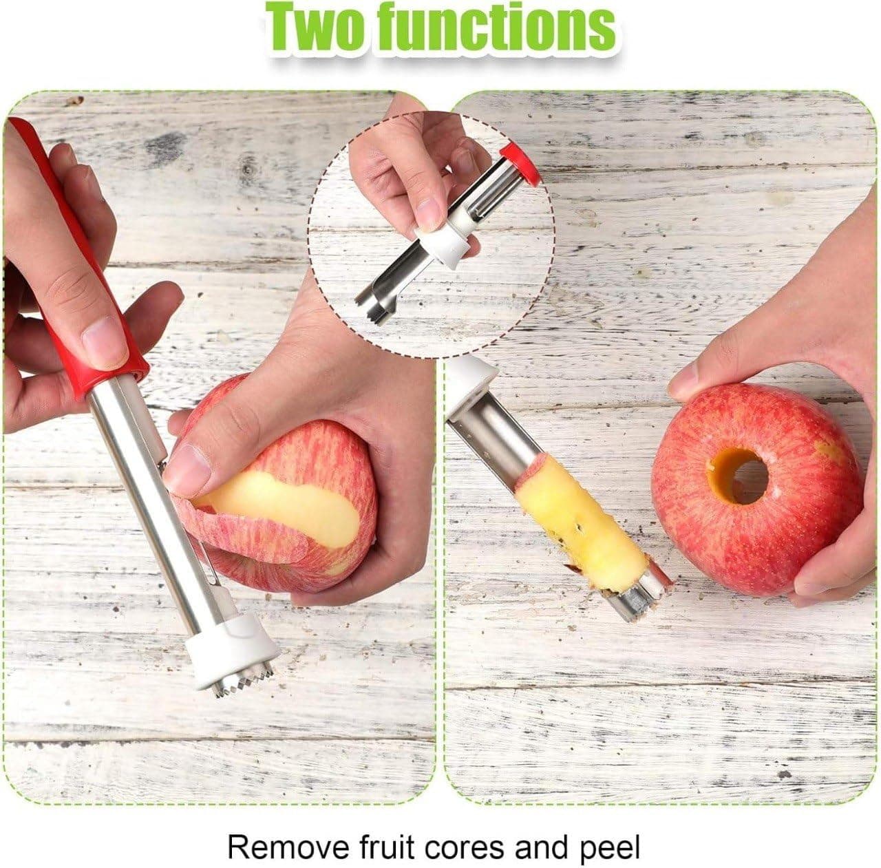 2-in-1 Fruit Peeler and Corer Tool, Stainless Steel Apple and Pear Core Remover