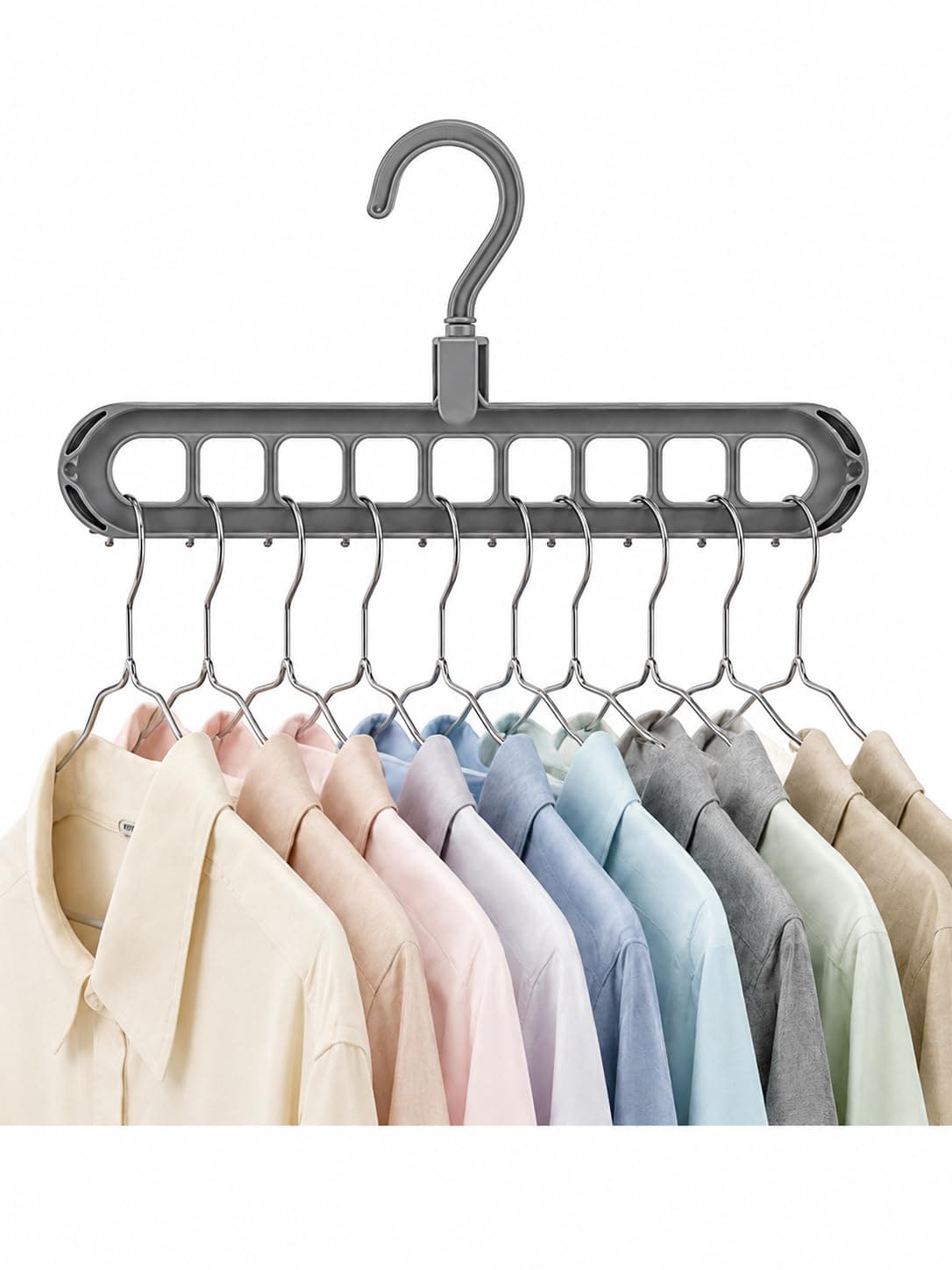 9 Hole Foldable Space Saving Clothes Hanger, Pack of 2 Rotating Wardrobe Organisers