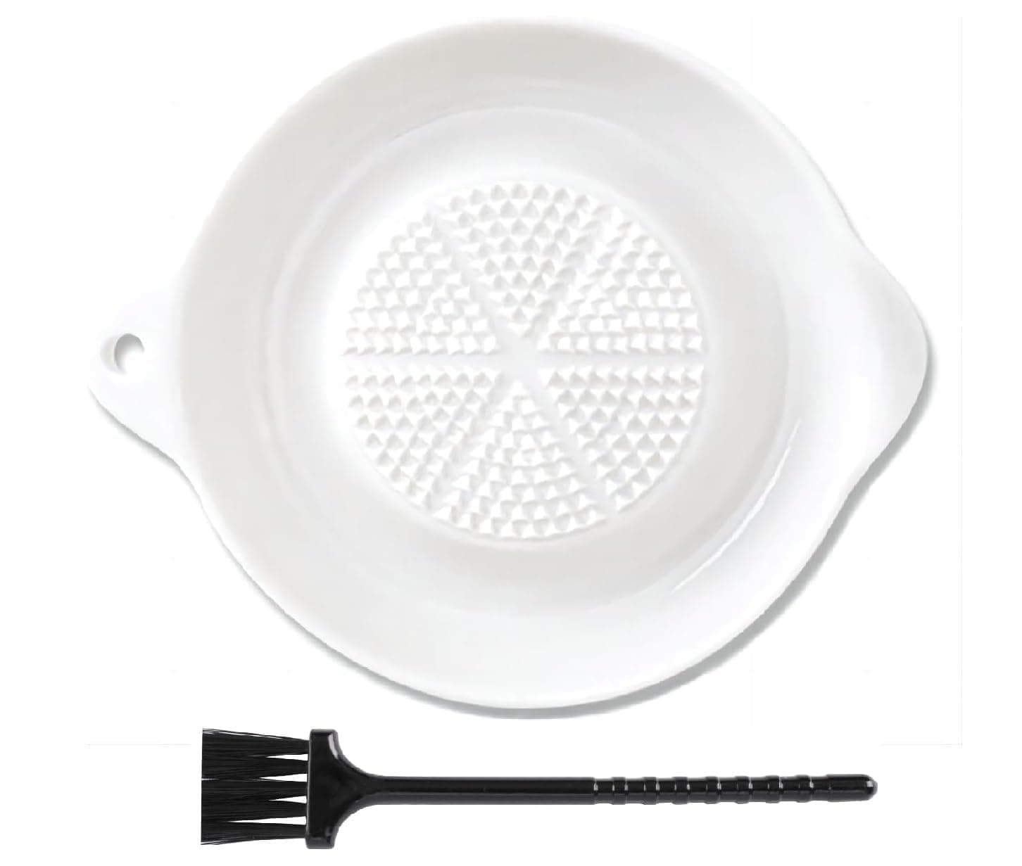 Ceramic Garlic Grater Plate with Brush, Manual Ginger and Spice Paste Grinder
