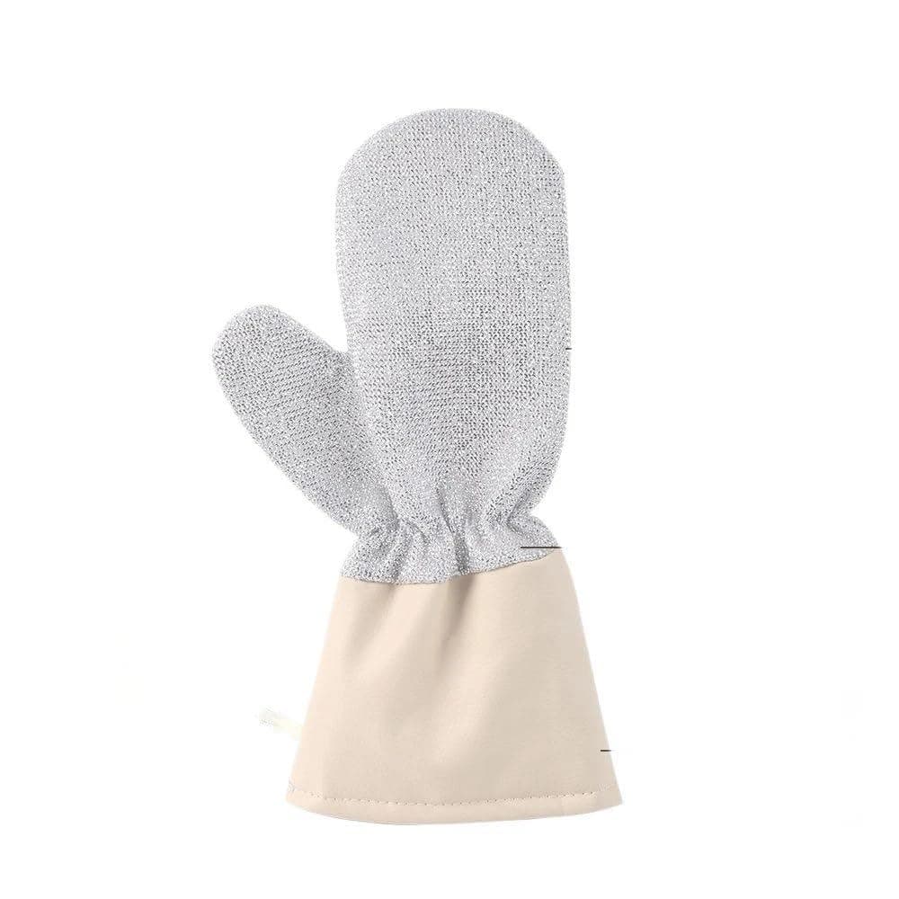Steel Wool Dishwashing Scrubber Glove, Long Cuff Kitchen Cleaning Mitt