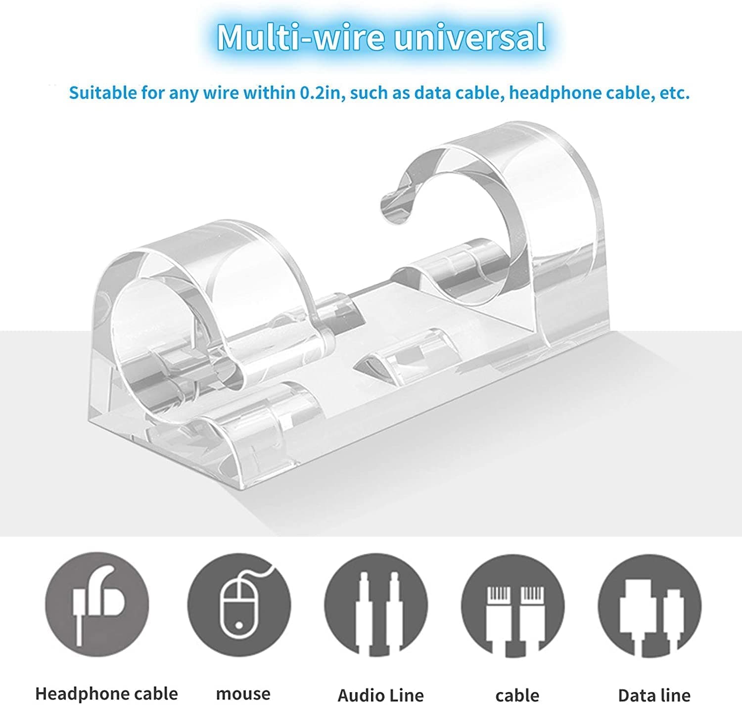 Self Adhesive Transparent Cable Organizer Clips, Pack of 20