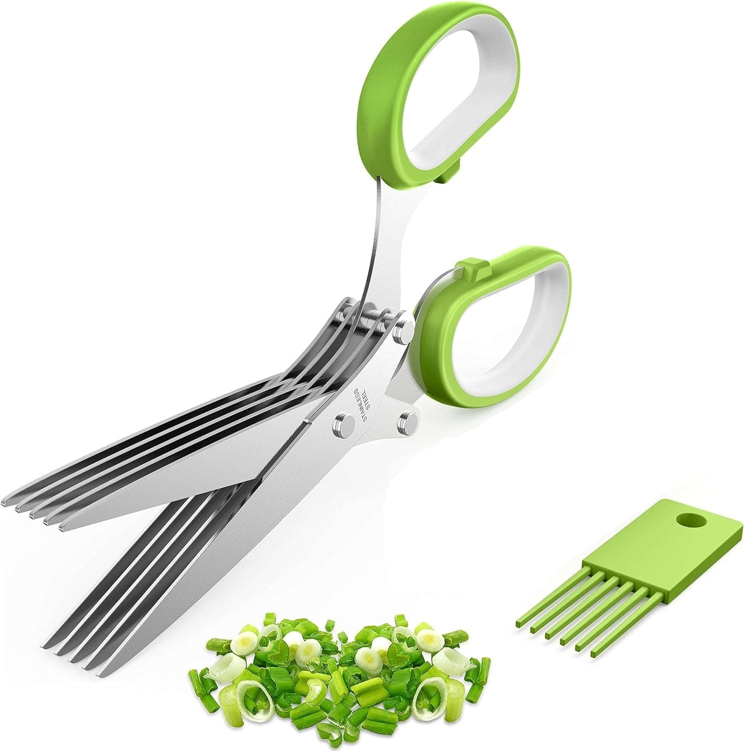 Five Blade Herb Cutting Scissors with Cleaning Comb
