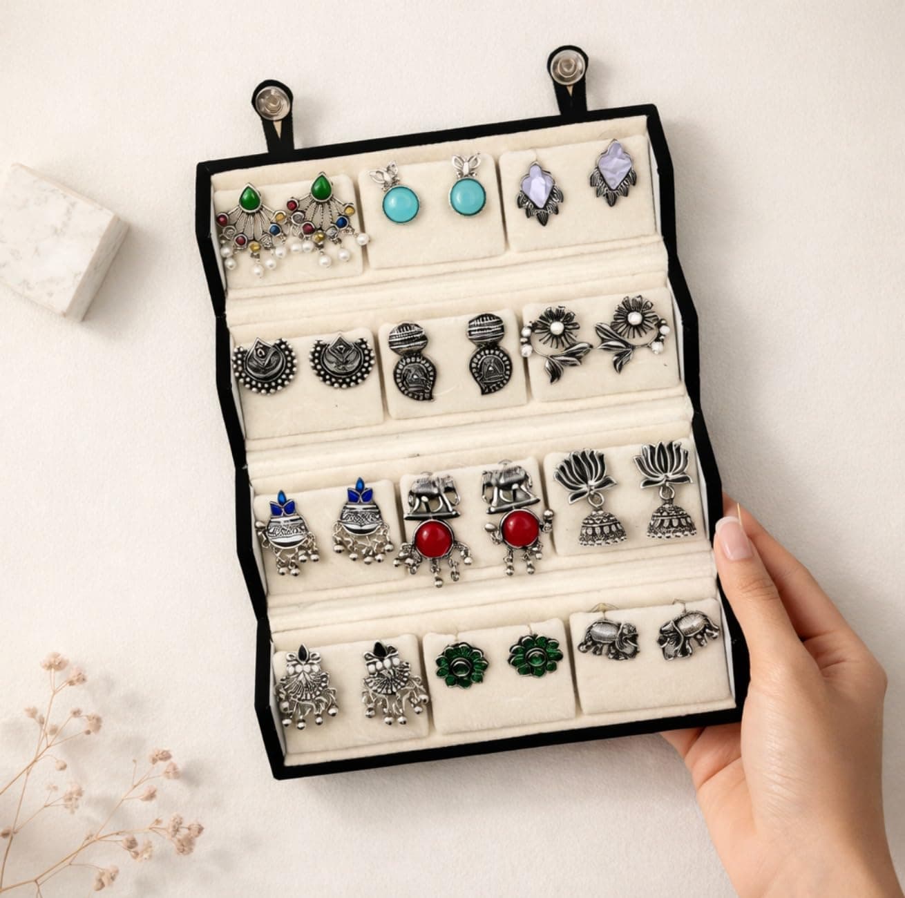 Personalised Earring Organiser Gift Box with 12 Stud Earrings