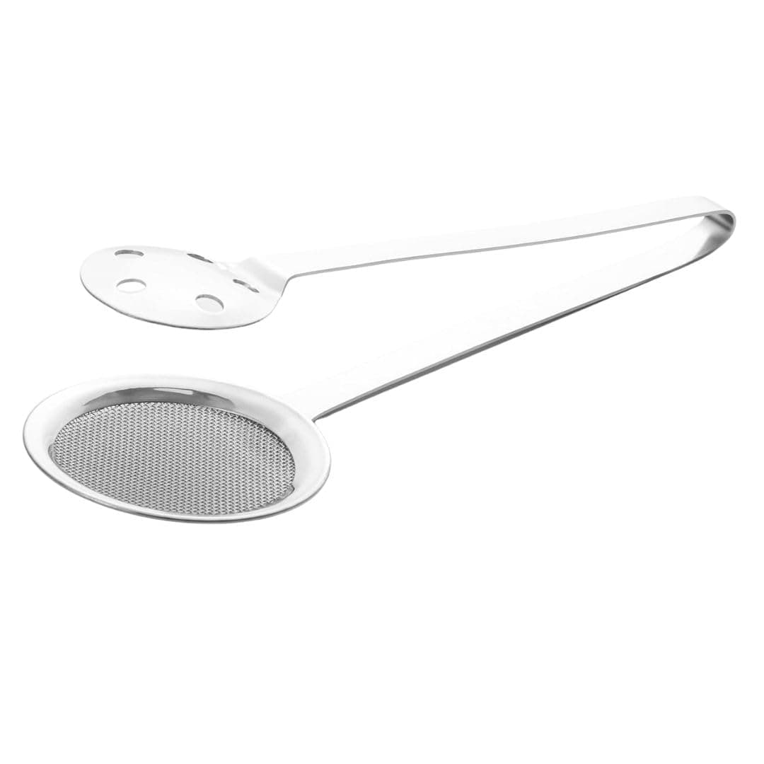 Stainless Steel Deep Fry Strainer Spoon with Oil Draining Clip