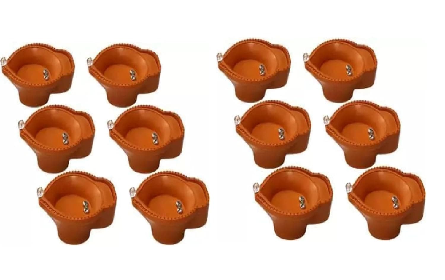 Water Sensor LED Diya Lights, Flameless Orange Festival Decor Pack of 12