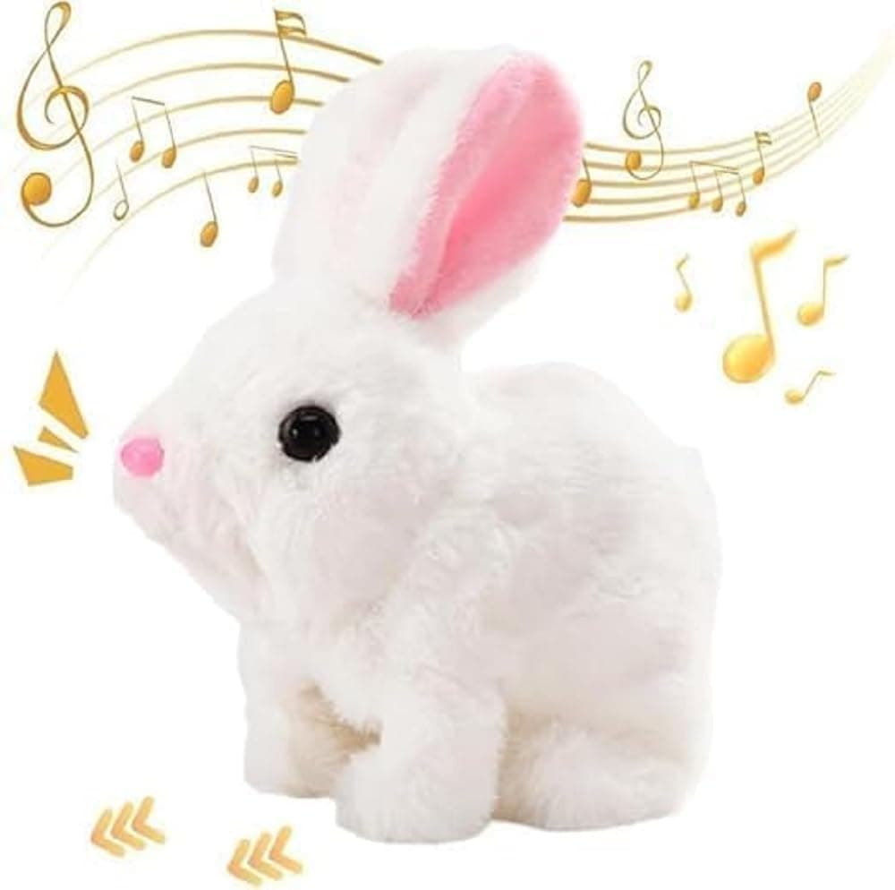 Walking Hopping Plush Bunny Toy with Wiggle Ears and Sound