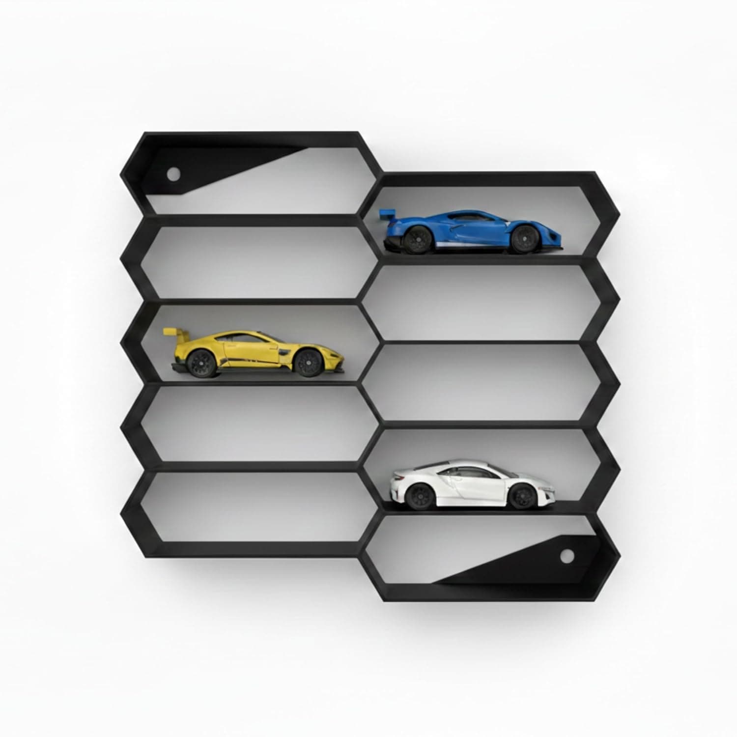 Hexagon Wall Display Rack for 1:64 Die-Cast Cars, 5-Car Organizer