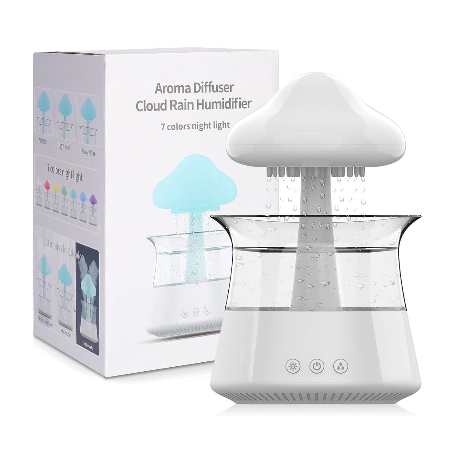 Mushroom Rain Cloud Humidifier with Colour Changing Night Light