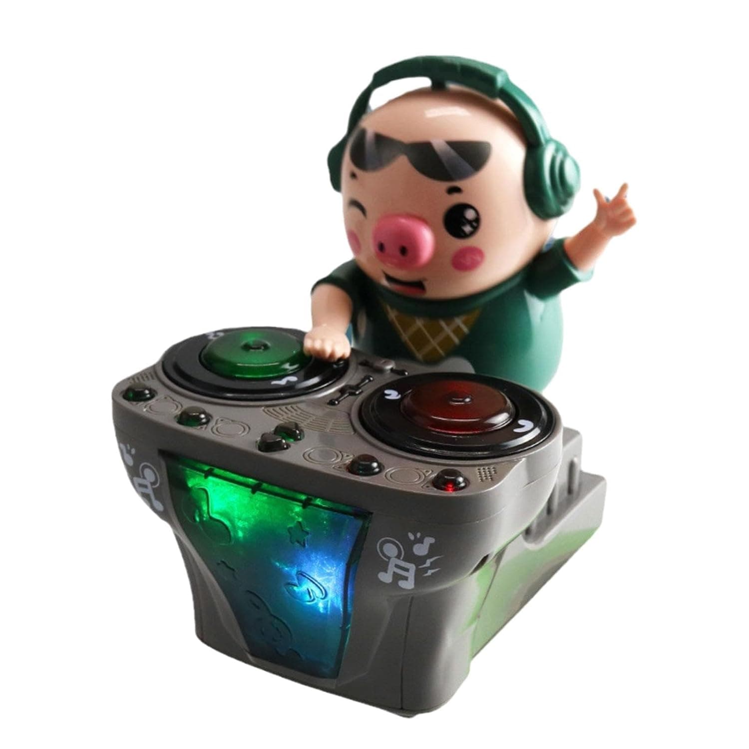 DJ Pig Crawling Music Toy with Moving Turntable Hands and Flashing Lights
