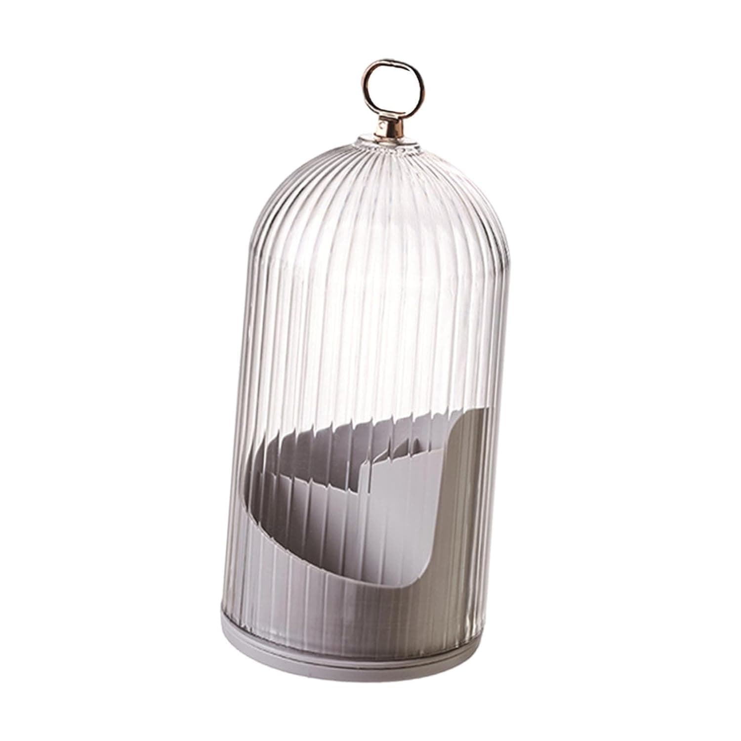 Rotating Ribbed Dome Makeup Organiser Case with Hidden Compartment Storage